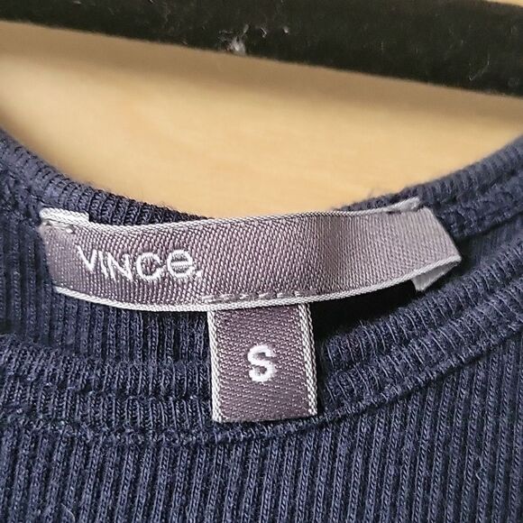 NEW Vince Sz S Navy Blue Favorite Tank Modal Jersey Fitted BalletCore Long Top - Picture 5 of 7
